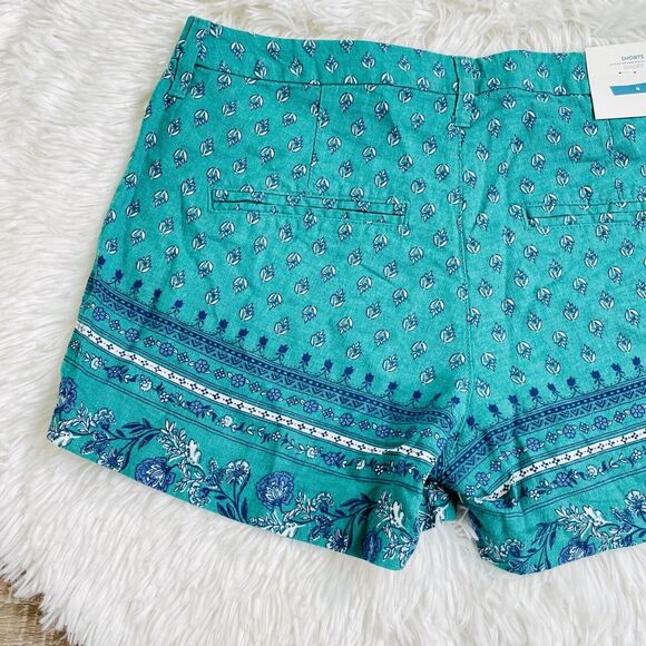 Old Navy Turquoise Green Printed Linen Shorts NWT Size 4 - Picture 6 of 9